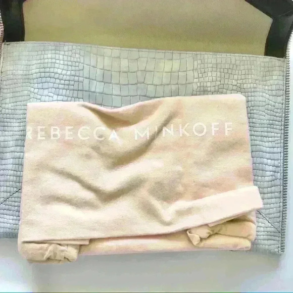 Rebecca Minkoff Leo Snakeskin Embossed Leather Clutch Light Periwinkle - Picture 7 of 10